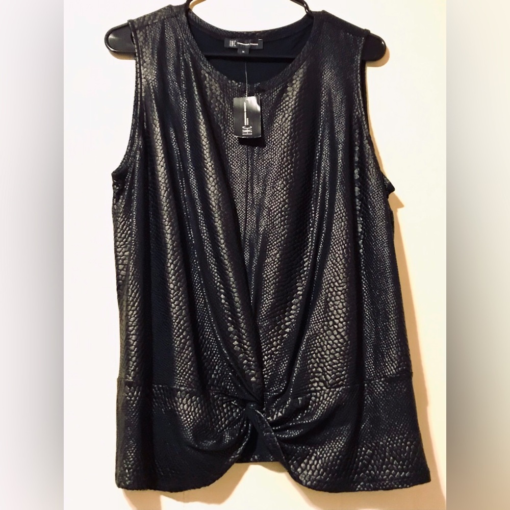 NWT INC International Concepts Faux Leather Top